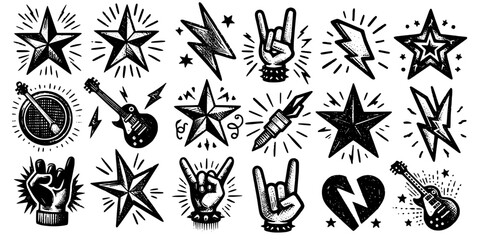 Fototapeta premium Rock and Roll Symbol Collection