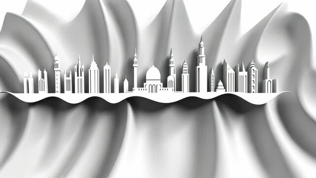 City skyline silhouette with modern architecture and traditional elements