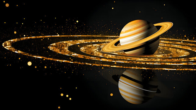 Stunning image of saturn featuring a unique golden highlighting the planet's beauty in a cosmic space scene.