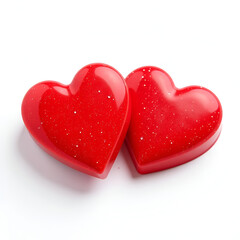 Two Red Glossy Hearts Clipart 3d Illustration