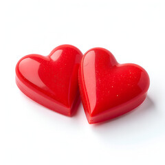 Two Glossy Red Hearts 