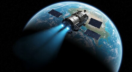 Satellite Orbiting Earth Spacecraft High Resolution Image