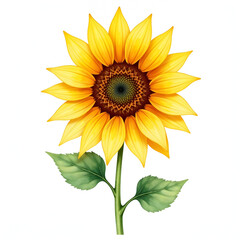 Watercolor sunflower floral isolated