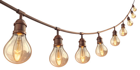 Obraz premium Vintage edison bulb string lights on curved wire