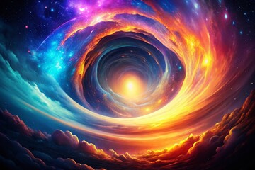 Cosmic Vortex: Abstract Silhouette Photography of Vibrant Energy Explosion