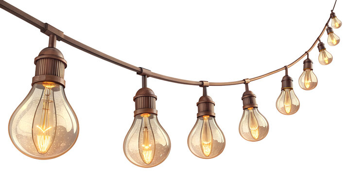 Vintage edison bulb string lights on curved wire