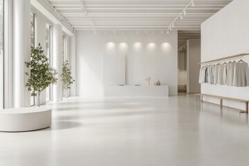 Fototapeta premium Minimalist White Boutique Interior Design