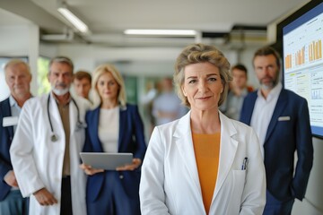 A healthcare team gathers in a modern workspace, focused on enhancing medical practices and improving patient care together