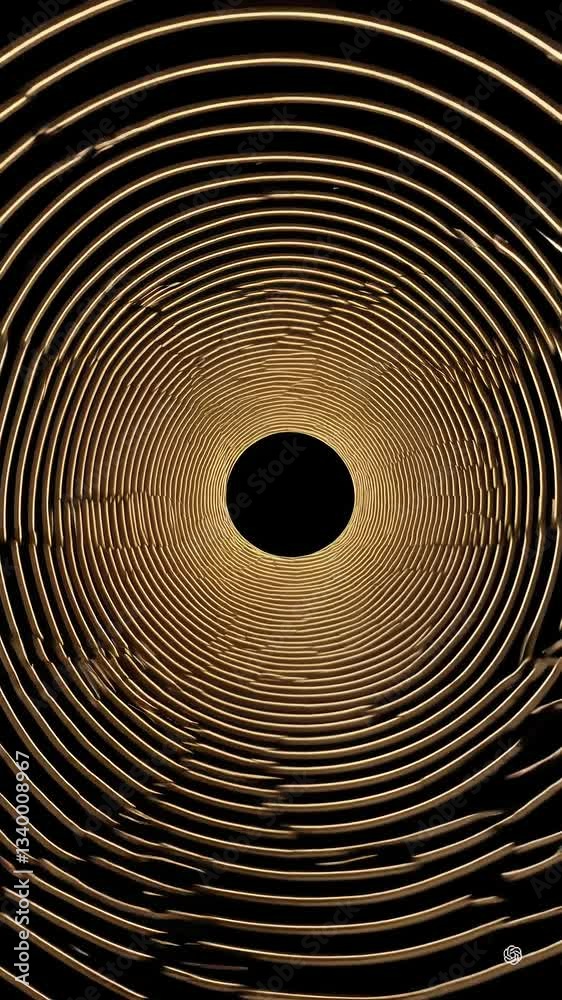 Poster mesmerizing golden spiral waves creating hypnotic patterns in endless loop animation