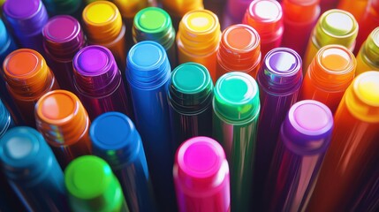 Vibrant Collection of Colorful Markers for Creative Projects and Artistic Designs