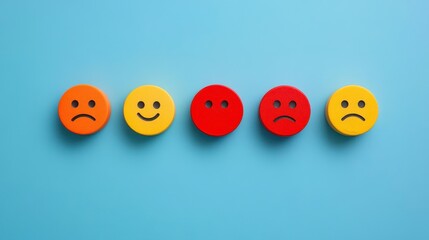 Emotion Icons on Blue Background