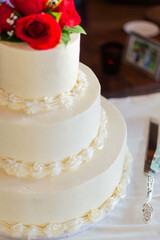Wedding Cake with Roses on top