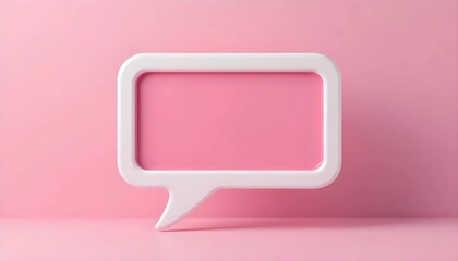 Fototapeta premium A minimalist, modern image of a white speech bubble against a vibrant pink background.