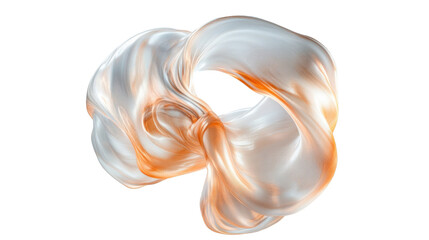 Abstract orange and white swirling shape on transparent background