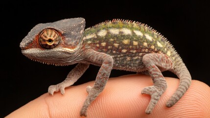 Fototapeta premium Colorful Gecko on Finger