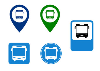 Map pointer with bus icon . bus station and location pin icon vector . bus station location sign pin icon ux ui destination,bus stop app