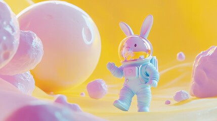 Space Pastel Lavender Moment Rabbit Spacesuit Blue