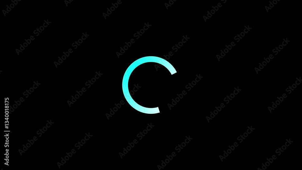 Poster circular loading animation with a progress bar and retry icon on a seamless black background loop.