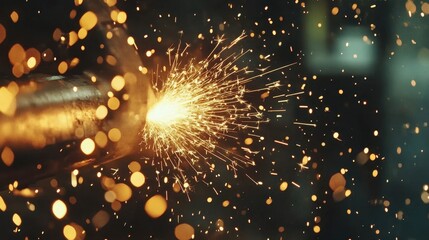 Intense welding sparks erupt from metal during a process