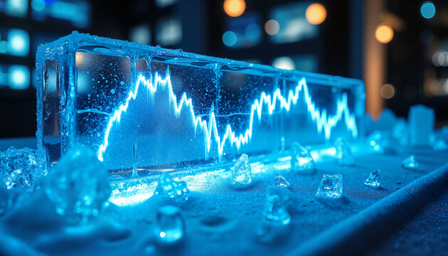 Crystalized Stock Market Data Displayed in Blue Light   - Powered by Adobe