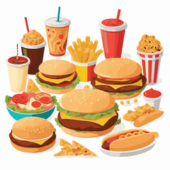 fastfood, fast, snack, meal, food, lunch, burger, dinner, background, delicious, meat, american, menu, unhealthy, restaurant, isolated, cheeseburger, junk, set, hamburger, fat, sandwich, tasty, eat, c