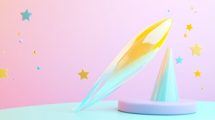 Space Pastel Yellow Overview Comet Stand Empty Cosmic