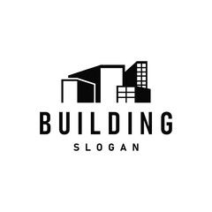 High rise building logo design with real estate apartment construction concept simple template illustration
