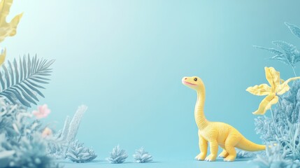 Naklejka premium Space Pastel Yellow Moment Forest Beak Ancient Prehistoric