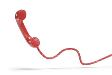 Red telephone tube isolated on white background. 3d illustration.