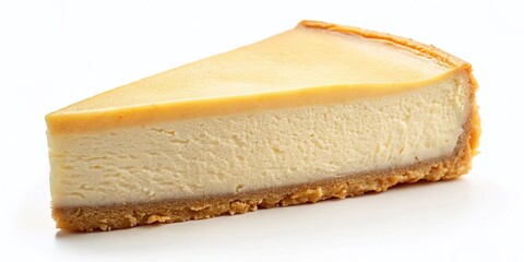 Delicious Creamy Cheesecake Slice on White Background - Stock Photo