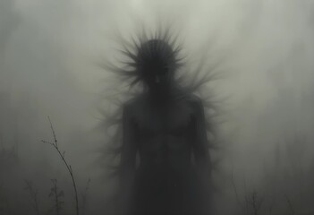 A fading silhouette dissolving into the background, symbolizing emotional exhaustion and losing oneself to stress or depression. A minimalist abstract concept for mental health themes.