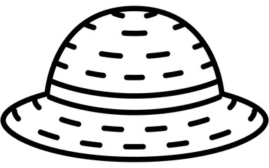 衣料品、麦わら帽子のシンプルな白黒の線画アイコン