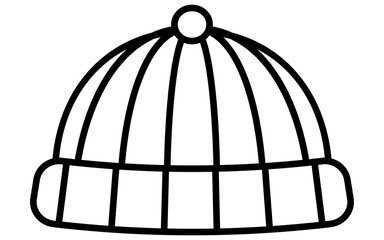 衣料品、ニットキャップのシンプルな白黒の線画アイコン