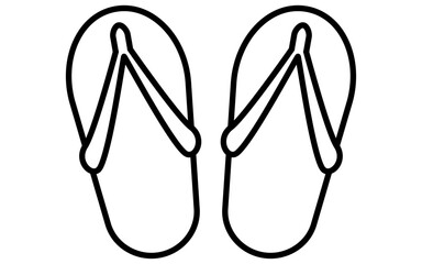 衣料品、ビーチサンダルのシンプルな白黒の線画アイコン