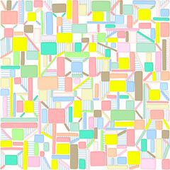 colorful  pastel abstract background . tint color , doodle  lines and square retro mixed pop art .