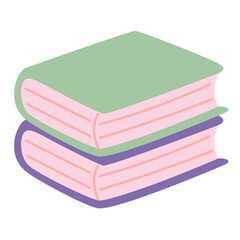 Two closed books in cartoon style. Vector illustration isolated on light background