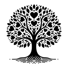 Family tree vector art black and white design