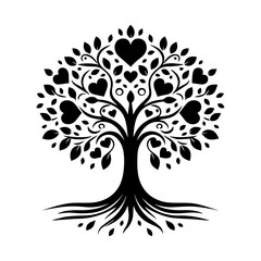 Family tree vector art black and white design