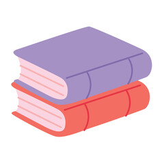 Two closed books in cartoon style. Vector illustration isolated on light background