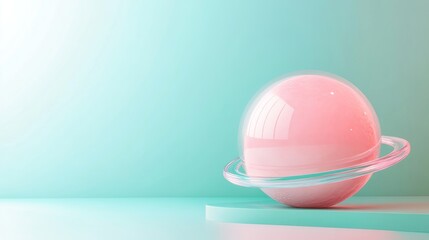 Space Pastel Pink View Ring Empty Model Green Text