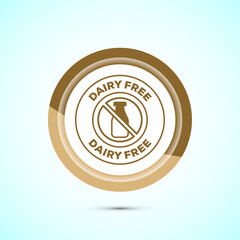Dairy free icon design illustration, Dairy free badge label, Healthy food concept, Gold color button design