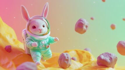 Space Pastel Lavender View Rabbit Tiny Green Right