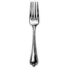 Vintage sketch of a decorative fork on a white background  