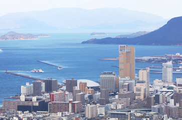 Townscape of Takamatsu City, Kagawa Prefecture, in Shikoku, Japan