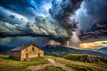 Dramatic Mountain Foothill Storm Cloudscape - Architectural Photography