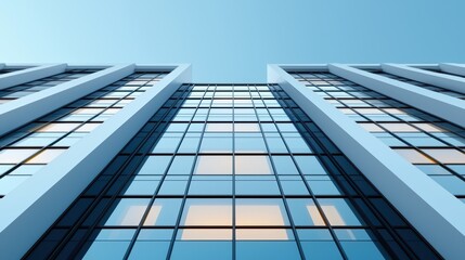 Obraz premium Modern skyscraper with reflective glass facade