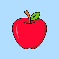Red apple fruit vector isolated on blue background