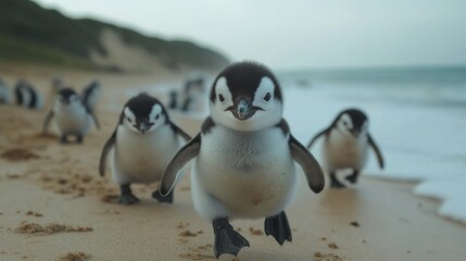 Obraz premium Baby Penguins on Beach