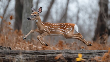 Fawn Running, Autumn Forest
