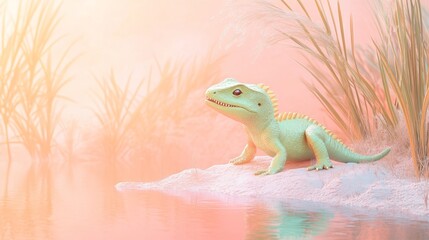 Naklejka premium Space Pastel Green Overview Vibe Empty Prehistoric